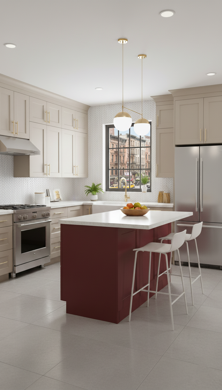 Urban-inspired kitchen with contemporary finishes and city views